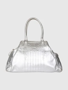 Fendi Silver Embossed Leather Tote Bag