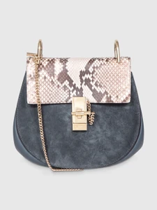 Chloé Silver Blue Suede & Snakeskin Drew Shoulder Bag