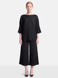 Issey Miyake Black Pleated Top & Trousers Set