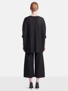 Issey Miyake Black Pleated Top & Trousers Set