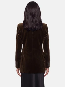 Saint Laurent Brown Wool Velvet Single Breasted Blazer