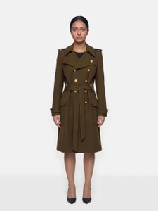 Balenciaga Khaki Wool Double Breasted Military Coat