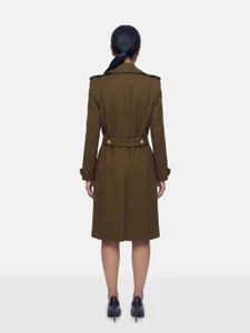 Balenciaga Khaki Wool Double Breasted Military Coat