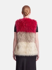 Yves Salomon Fox & Raccoon Fur Striped Vest
