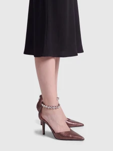 Sergio Rossi Purple Metallic Snakeskin Heels
