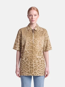 Burberry Brown Leopard Print Short Sleeve Top