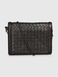 Bottega Veneta Black Leather Intrecciato Montebello Bag