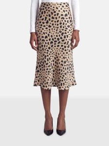 Réalisation Brown Silk Leopard Print Naomi Skirt