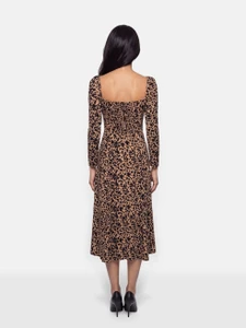 Reformation Brown Leopard Print Long Sleeve Dress