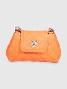 Chanel S/S2015 Orange Patent Coco Shine Accordion Bag