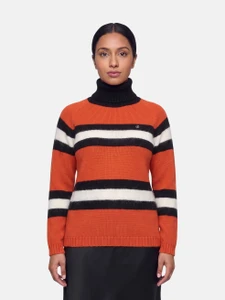 Gucci Orange Wool Striped Turtleneck Jumper