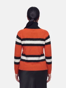 Gucci Orange Wool Striped Turtleneck Jumper
