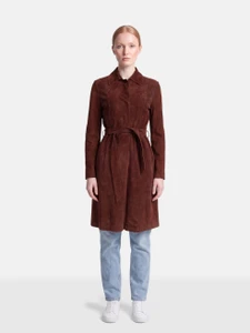 Joseph Burgundy Suede Long Coat