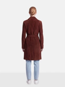 Joseph Burgundy Suede Long Coat