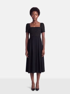 Self-Portrait Black Boucle Midi Dress