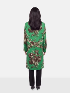 Dries Van Noten Green Floral Blazer Long Coat