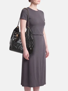 Chanel Black Calfskin Mixed Hardware Medium 25 Bag