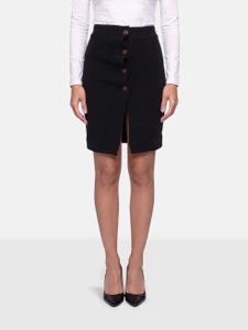 Vivienne Westwood Black Wool Ruched Buttoned Skirt