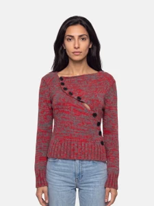 Vivienne Westwood Red & Grey Wool Asymmetric Top