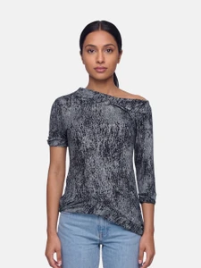 Vivienne Westwood Navy & Grey Abstract Print Top