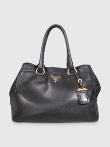 Prada Black Vitello Daino Leather Tote