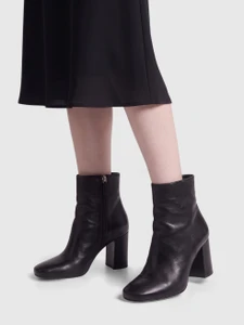 Prada Black Leather Heeled Ankle Boots