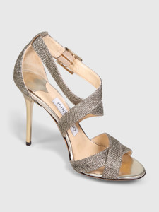 Jimmy Choo Silver Glitter Heeled Sandals