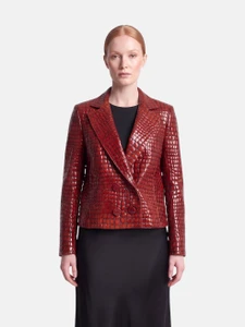 Emporio Armani Red Croc Embossed Patent Blazer