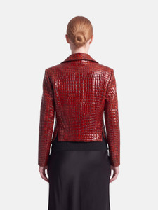 Emporio Armani Red Croc Embossed Patent Blazer