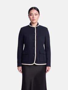 Rag & Bone Navy Wool Contrast Trim Blazer