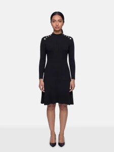 Maje Black Ribbed Mini Dress