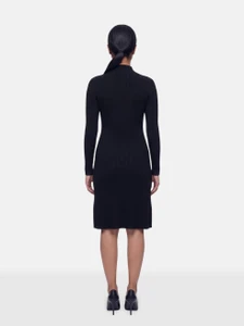 Maje Black Ribbed Mini Dress