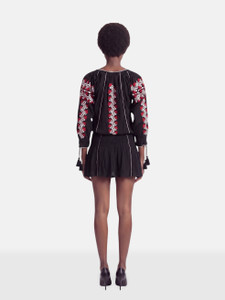 Ulla Johnson Black Floral Embroidered Dress