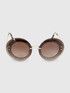Miu Miu Brown Round Glitter Sunglasses