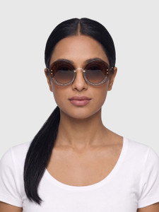 Miu Miu Brown Round Glitter Sunglasses