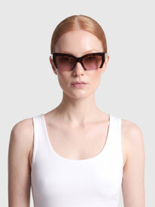 Miu Miu Tortoiseshell & Bordeaux Half Rim Sunglasses