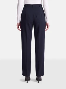 Max Mara Navy Wool Straight Trousers
