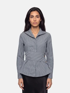 Vivienne Westwood Blue Striped Button Straps Shirt Vivienne Westwood Blue Striped Button Straps Shirt