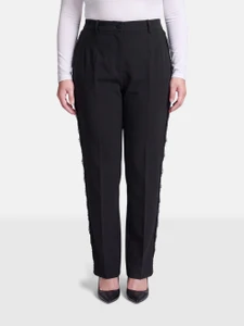 Dolce & Gabbana Black Lace Trim High Rise Trousers Dolce & Gabbana Black Lace Trim High Rise Trousers