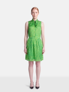 Moschino Green Silk Croc Print Sleeveless Dress