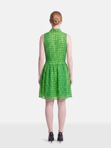 Moschino Green Silk Croc Print Sleeveless Dress