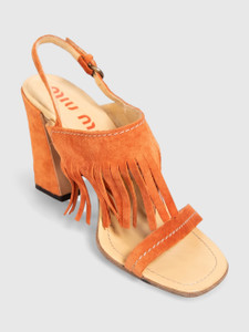 Miu Miu Orange Suede Fringe Sandals Miu Miu Orange Suede Fringe Sandals