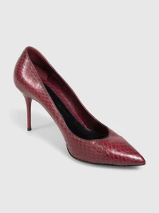 Alexander McQueen Burgundy Snakeskin Pumps