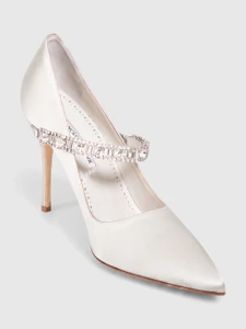 Manolo Blahnik Grey Crystal Hamedi Heels