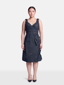 Louis Vuitton Navy Denim Bow Detail Dress