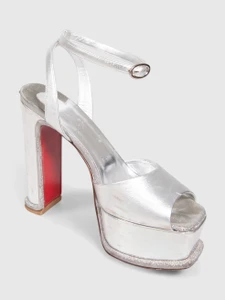 Christian Louboutin Silver Leather Amali Alta Sandals