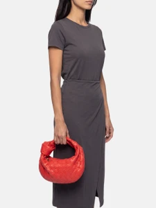 Bottega Veneta Red Leather Intrecciato Mini Jodie Bag