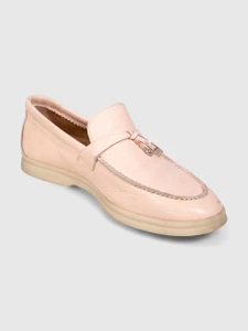 Loro Piana Pink Leather Summer Charms Walk Loafers