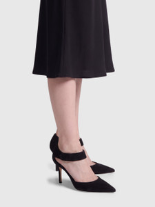 Manolo Blahnik Black Suede Ankle Strap Heels