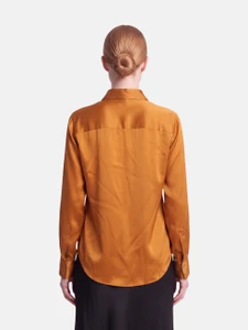 Max Mara Orange Silk Button Up Shirt